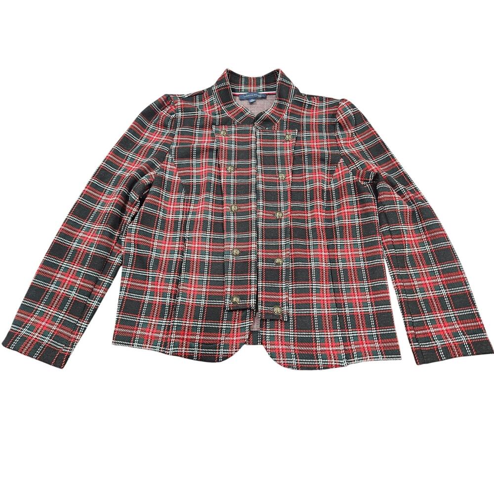 Tommy Hilfiger Plaid Tweed Jacket Shacket Lined Button Front XL Women's  Red